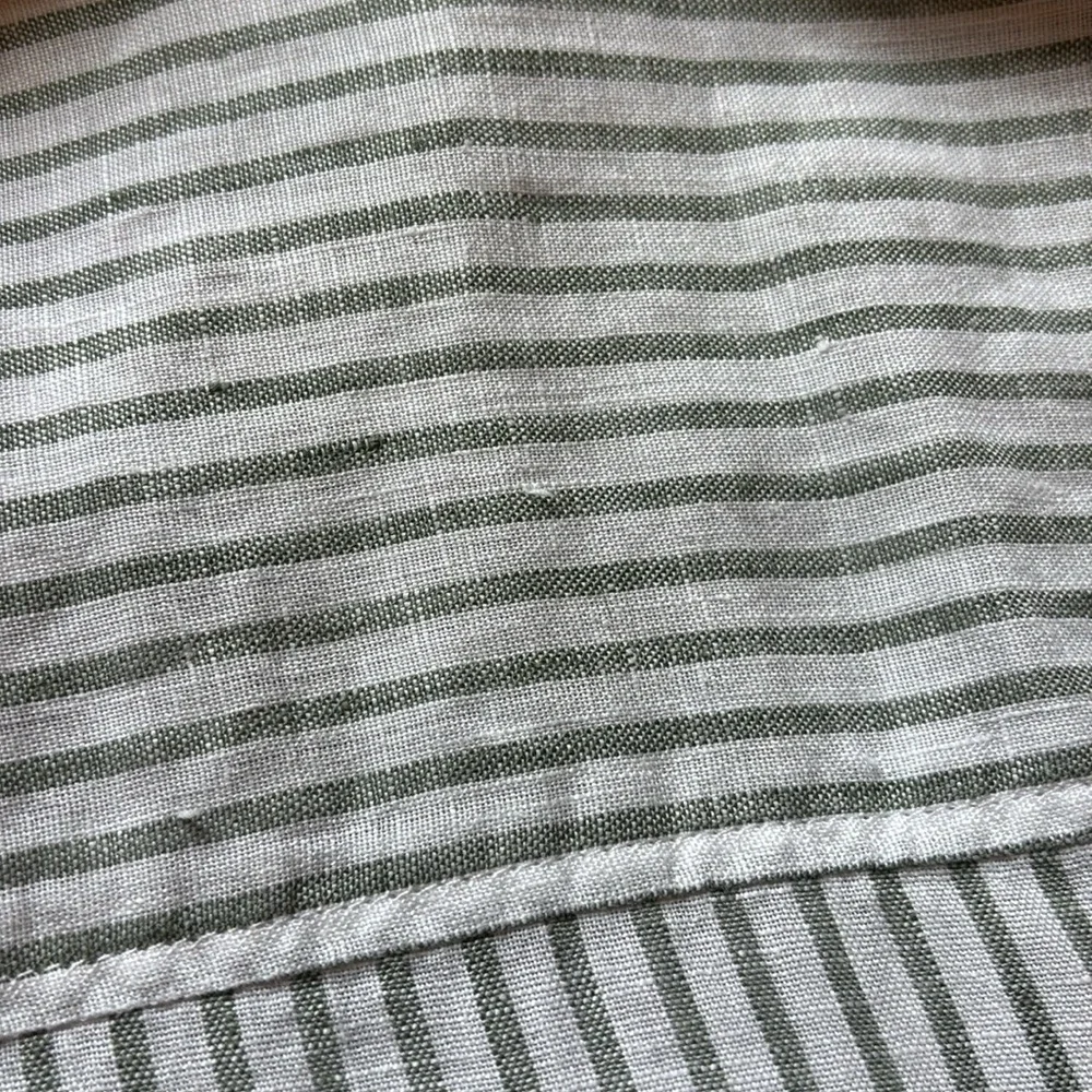 H&M Linen Green & White Striped Button-Up Women's Top XL - Picture 11 of 13